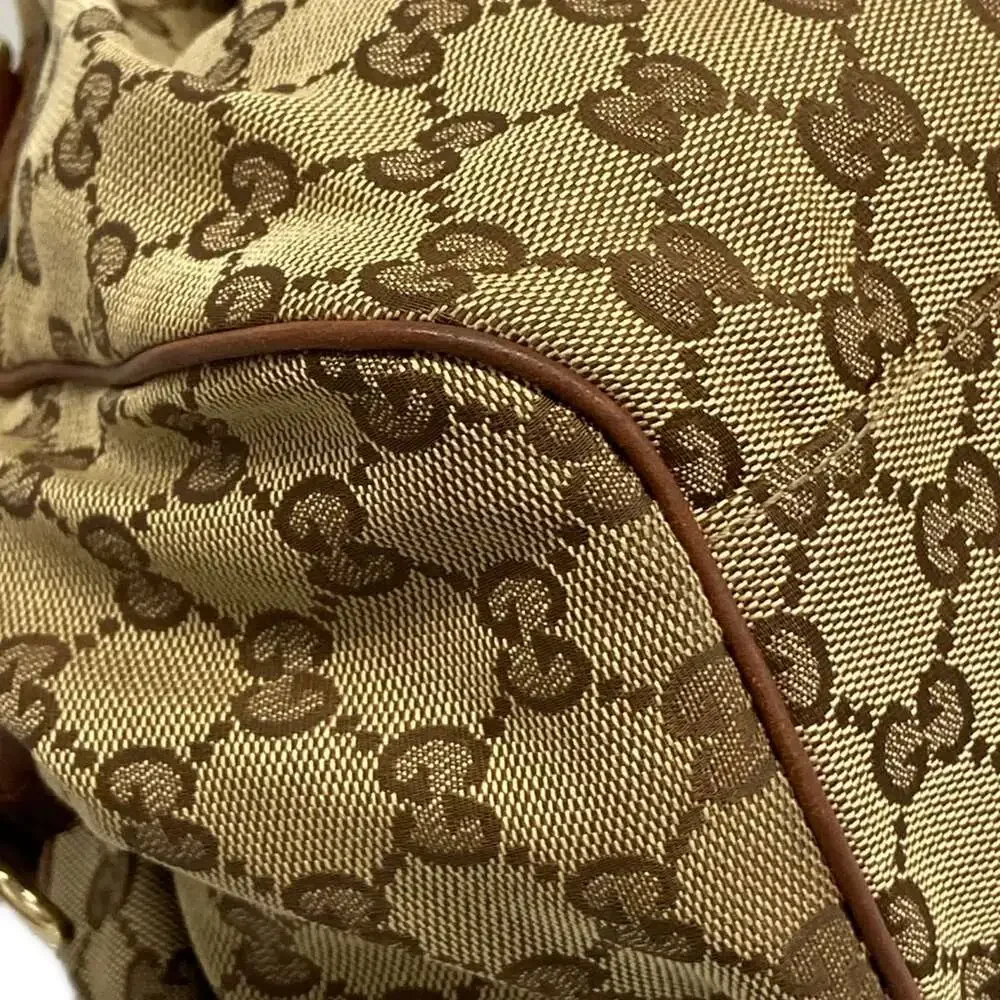 Gucci GG/Sukey Handbag 223974 Beige Dark Brown Jacquard Leather